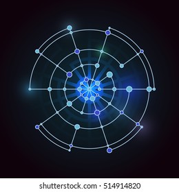Technology background. Abstract digital illustration. Vector connection concept. Electronic round design. Modern abstraction lines and points.