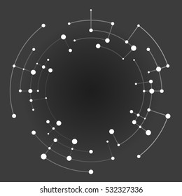 Technology background. Abstract digital illustration. Vector connection concept. Electronic round design. Modern abstraction lines and points.