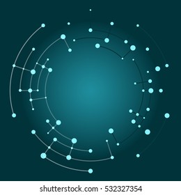 Technology background. Abstract digital illustration. Vector connection concept. Electronic round design. Modern abstraction lines and points.