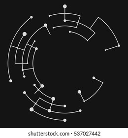 Technology background. Abstract digital illustration. Vector connection concept. Electronic round design. Modern abstraction lines and points.