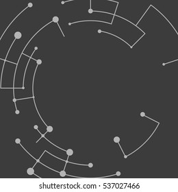 Technology background. Abstract digital illustration. Vector connection concept. Electronic round design. Modern abstraction lines and points.