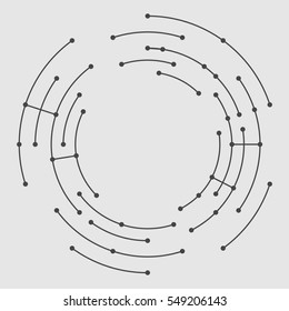 Technology background. Abstract digital illustration. Vector connection concept. Electronic round design. Modern abstraction lines and points.