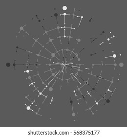 Technology background. Abstract digital illustration. Vector connection concept. Electronic round design. Modern abstraction lines and points.