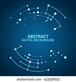 Technology background. Abstract digital illustration. Vector connection concept. Electronic round design. Modern abstraction lines and points.