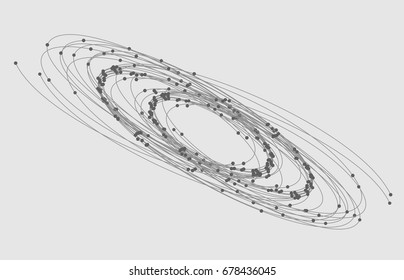 Technology background. Abstract digital illustration. Connection concept. Electronic round design. Modern abstraction lines and points.