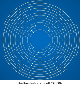 Technology background. Abstract digital illustration. Vector connection concept. Electronic round design. Modern abstraction lines and points