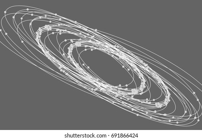 Technology background. Abstract digital illustration. Connection concept. Electronic round design. Modern abstraction lines and points.