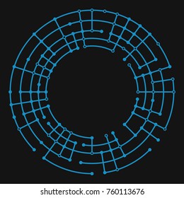 Technology background. Abstract digital illustration. Vector connection concept. Electronic round design. Modern abstraction lines and points.