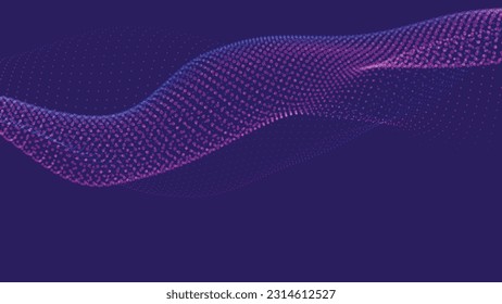Technology background. Abstract digital particle wave. Futuristic dotted wave. Network connection structure. 3D rendering. Technology background vector.