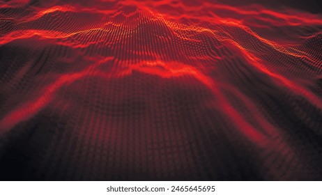 arrière-plan Technologie.  Abstrait onde de particules numériques. vague futuriste pointillée. Visualisation des ondes sonores. Arrière-plan numérique. Effet Plexus. Image vectorielle  3d