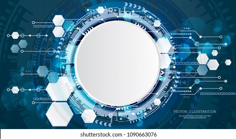 Technology background and abstract digital tech circle with various technological elements. Vector illustration. EPS 10.