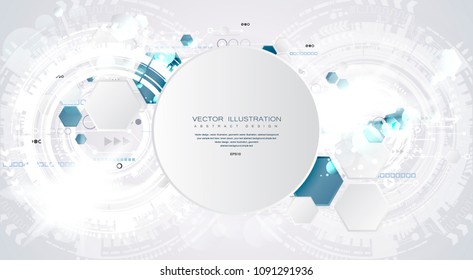 Technology background and abstract digital tech circle with various technological elements. Vector illustration. EPS 10.