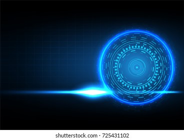 Technology background, abstract futuristic circle and blue glowing light effect