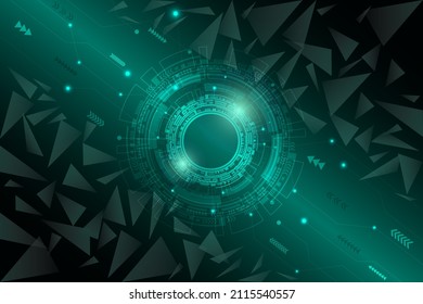 Antecedentes tecnológicos. Resumen, tecnología futurista, sistema de conexión de datos digital de alta tecnología concepto de fondo verde oscuro, ilustración vectorial.