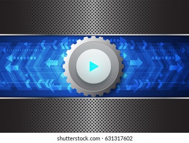 Technology background abstract futuristic surface.With hexagons,gears and arrows background.Vector illustration.