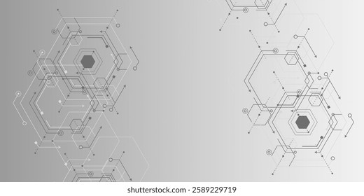 Technology background. Abstract background of hexagons. Futuristic digital hi-technology banner. Vector illustration.