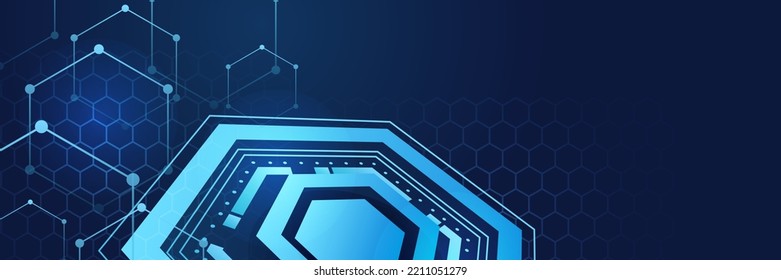 Technology background with abstract shiny geometric decoration element. Modern hi-tech background for presentation design, social media cover, game background