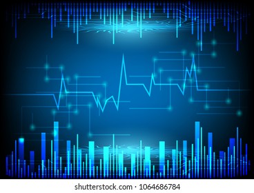 Technology background abstract vector illustrations design blue lighting circuit futuristic wave style. digital electronics technology concept