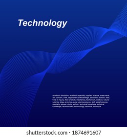 Technology background with abstract wave blue lines.Banner,cover design,book design ,vector meterial