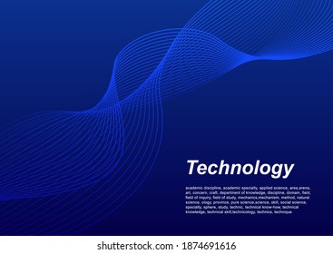 Technologie-Hintergrund mit abstrakten, wellenblauen Linien.Banner, Cover-Design, Buchdesign, Vektormetrie