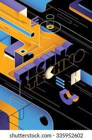 Technology background with abstraction. Vector illustration.
