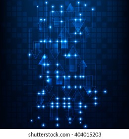 Technology background with arrows. Abstract vector hi-tech background