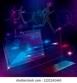 Technology background, big data concept design, web server.