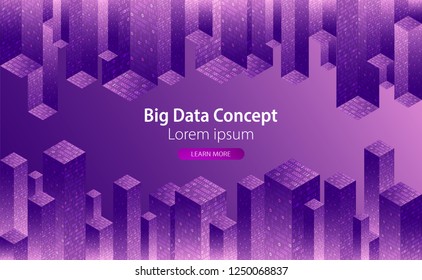 Technology background. Big data concept. Binary computer code.  Vector illustration.