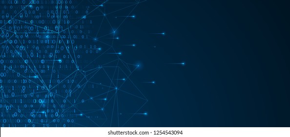 Technology background. Big data concept. Binary computer code.  Vector illustration.