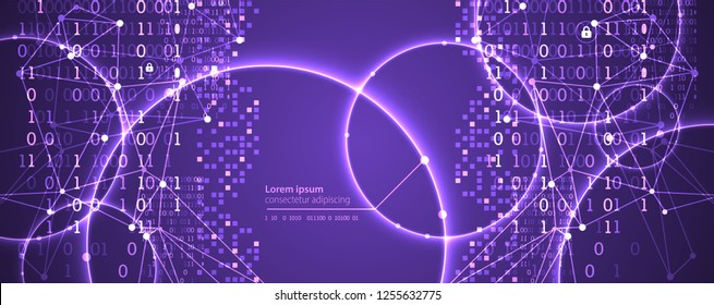 Technology background. Big data concept. Binary computer code.  Vector illustration.