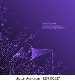 Technology background. Big data concept. Binary computer code.  Vector illustration.