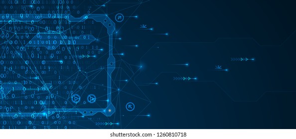 Technology background. Big data concept. Binary computer code.  Vector illustration.