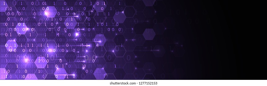 Technology background. Big data concept. Binary computer code.  Vector illustration.