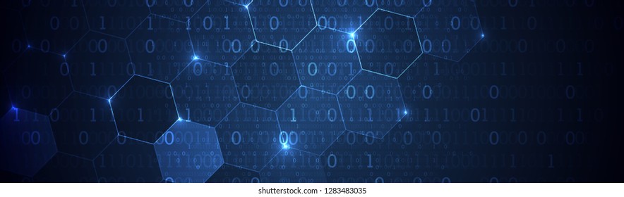 Technology background. Big data concept. Binary computer code.  Vector illustration.