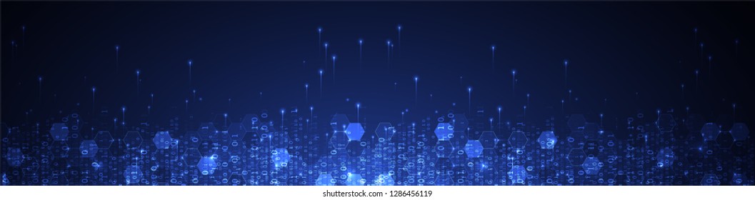 Technology background. Big data concept. Binary computer code.  Vector illustration.