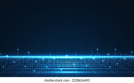 Technology background. Big data visualization. Tech abstract data lines with dots. Circuit board. Motherboard