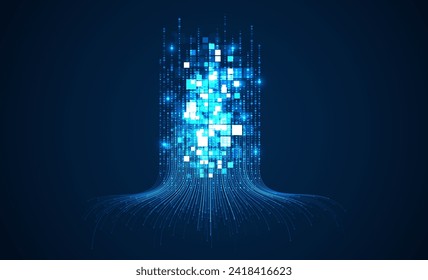 Technology background. Big data visualization concept. Information artificial neural network