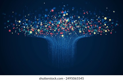 Fondo de Tecnología. Concepto de visualización de Big Data. Red neuronal artificial de información