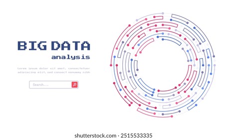 Histórico tecnológico. Conceito de visualização de Big Data. Círculo de placa de circuito de tecnologia abstrata