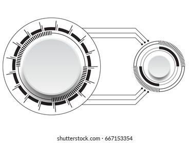 Technology background big and small button with abstract lines
