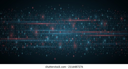 Technology background of binary code. Software code. Random 0 and 1 numbers of program code. Digital data technology concept. Vector Illustration. EPS 10