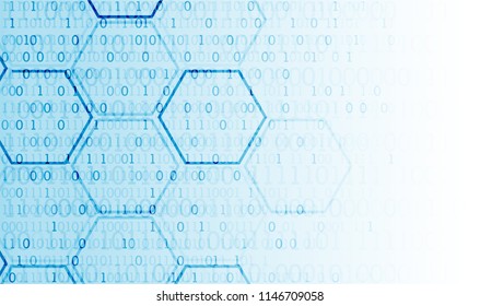 Technology background. Binary computer code.  Vector illustration.