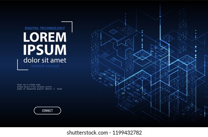 Technology background. Binary computer code.  Vector illustration.