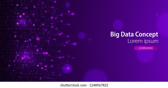 Technology background. Binary computer code. Big data concept. Vector illustration.