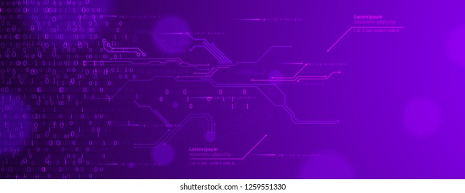 Technology background. Binary computer code. Big data concept. Vector illustration.