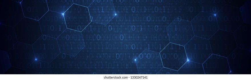 Technology background. Binary computer code. Big data concept. Vector illustration.