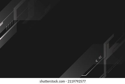 Fondo tecnológico, Forma geométrica de lujo abstracta negra moderna. Papel de pantalla premium para plantilla, fondo, folleto, afiche, sitio web o banner. 