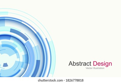 Technology background, blue abstract 3D circular symbol, vector design.
