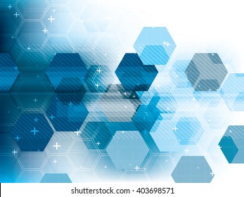 Technology Background Blue Futuristic Abstract  In Digital Vector With Hexagon.
