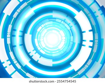 Technology Background With Blue Neon Lights Line. Futuristic Wallpaper. Vector Illustration. Backdrop